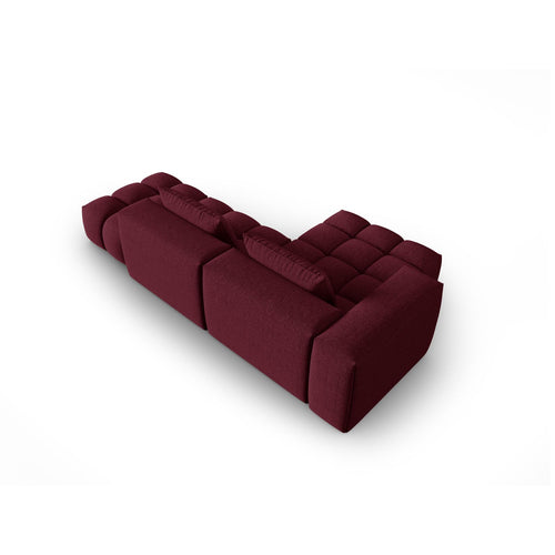 Cosmopolitan Design - Modulaire hoekbank links Verona 4-zits, structurele stof bordeaux - 145x265x70cm