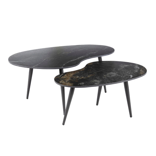 Giga Meubel Salontafel Fossil - Zwart Keramiek - Set van 2 - 91x55x35cm - vtwonen shop