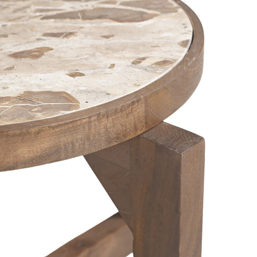 DÉJA Living Salontafel Juuka - Donkerbruin Marmer - Ø80cm