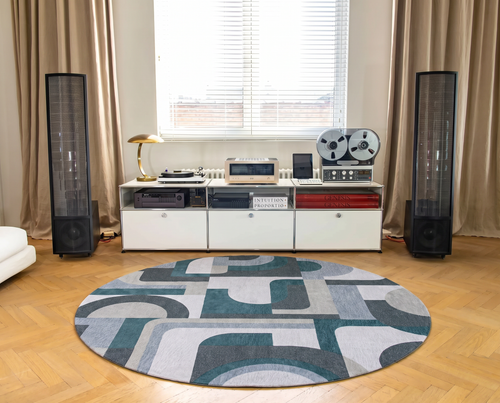 Module vloerkleed 9208 Morris Green - Blauw - 240 x 240 cm