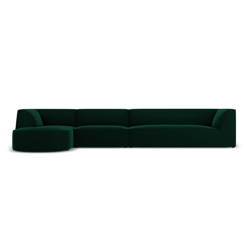 Cosmopolitan Design - Modulaire hoekbank links Siena 5-zits, flueel flessengroen - 180x366x69cm