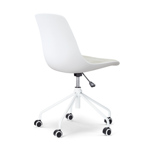 Nolon Nout-Liv eetkamerstoel wit met naturelbeige zitkussen - wit onderstel