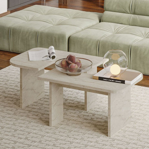 Calicosy - Set van 2 salontafels ADEL - Beige 90x45x35 cm