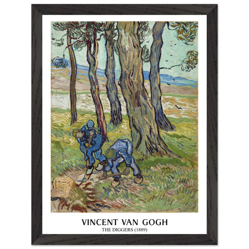 Artfulprints Poster met Lijst Vincent van Gogh - The diggers   - 30x40 cm - Groen