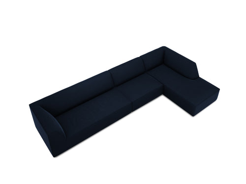 Micadoni rechter hoekbank Ruby 5-zits, flueel, koningsblauw - 180x366x69cm
