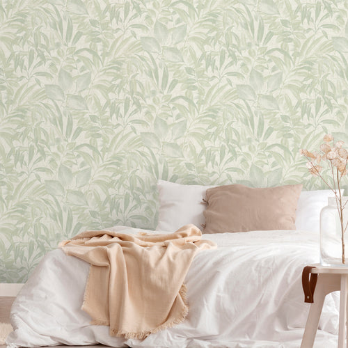 Sanders & Sanders behang bladeren vergrijsd groen - 53 cm x 10 m - 640231