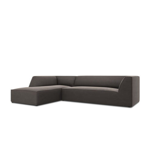 Cosmopolitan Design - Modulaire hoekbank links Siena 4-zits, flueel donkergrijs - 180x273x69cm