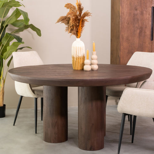 LABEL51 Eettafel Olly - Donkerbruin Mangohout - 150x150x75cm