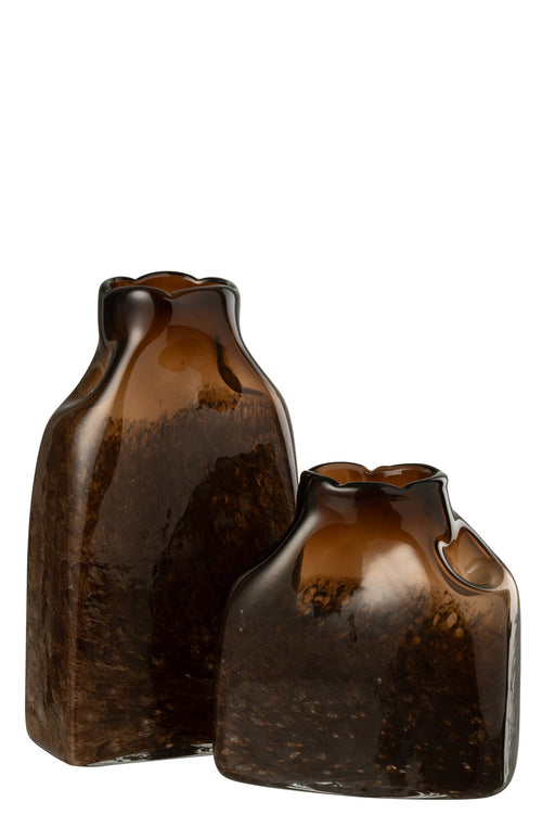 J-Line vaas Rechthoek - glas - donkerbruin - large