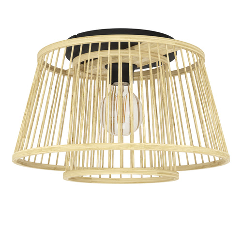 EGLO plafondlamp Hykeham - e27 - ø 38 cm - zwart/hout - vtwonen shop