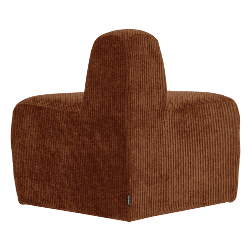 WOOOD eetbank hoek rond rugleuning Mojo Base - Rib - Roestbruin - 83x76x76