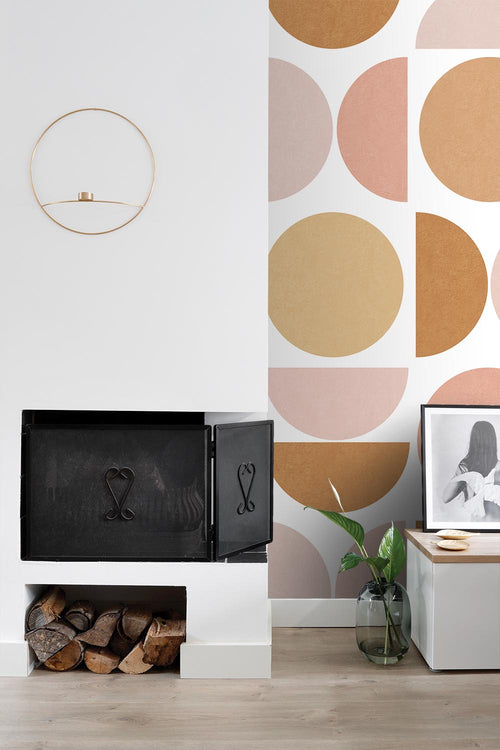 ESTAhome fotobehang geometrische vormen zacht roze en beige - 200 x 279 cm - 159384 - vtwonen shop