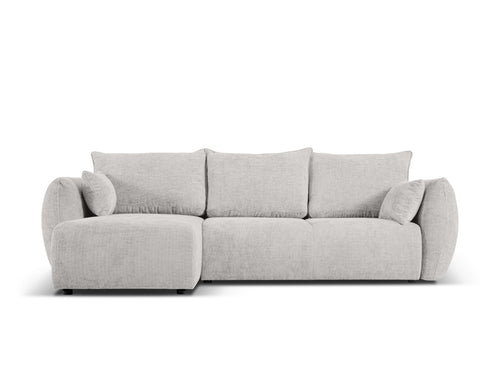 Cosmopolitan Design Uitklapbare hoekbank links met opbergdoos Matera 4-zits, chenille, lichtgrijs - 173x253x86cm