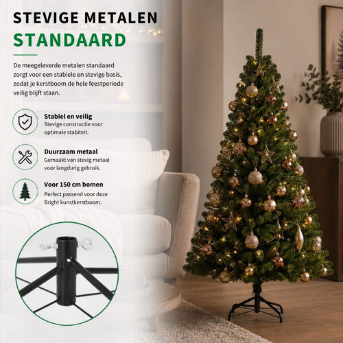 Black Box Trees Bright Kunstkerstboom H150 x Ø94 cm - Kerstboom Kunstkerstboom 339 Tips - Kunstboom met Standaard - Groen