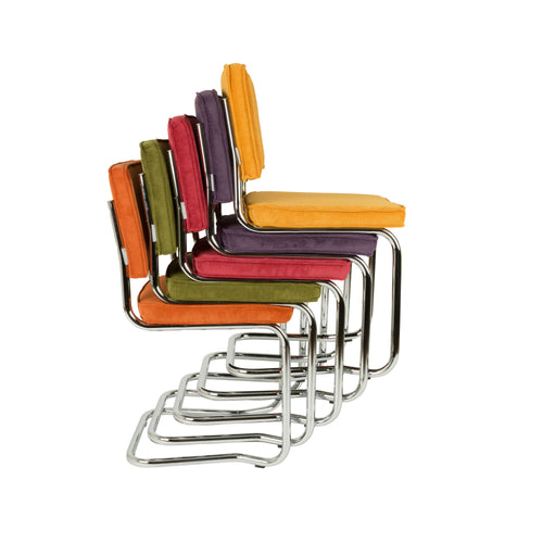 Zuiver Ridge Kink Rib Eetkamerstoelen  Oranje - Set van 2