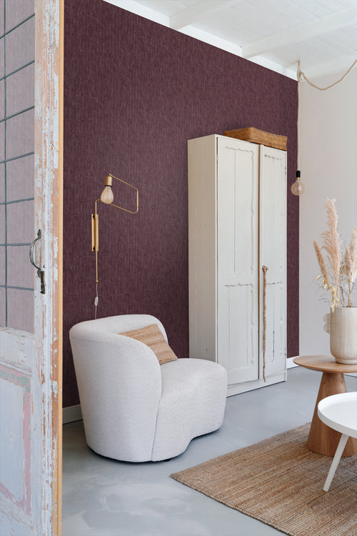 ESTAhome behang grafische lijnen aubergine paars - 50 x 900 cm - 131414 - vtwonen shop