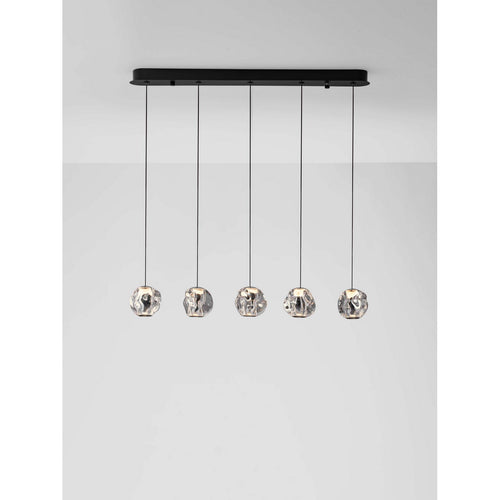 Nova Luce IFOS Hanglamp voor aan het plafond, model Bar, zandkleurig zwart, chroom, Triac dimbare LED, 25W, 1340lm, 3000K