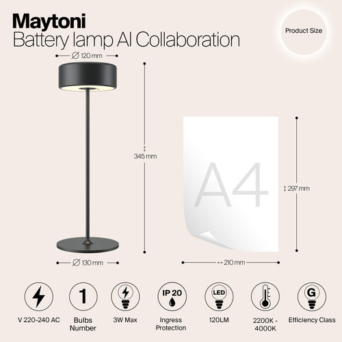 Maytoni - Batterijlamp AI Collaboration - Zwart - Ø12