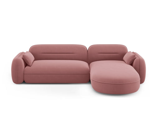 Cosmopolitan Design Modulaire hoekbank rechts Sydney 4-zits, flueel, zalm - 165x275x70cm