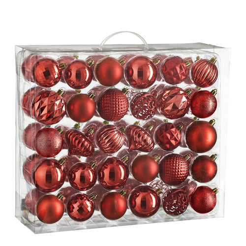Mica Decorations Kerstballen Set - 60 Stuks - Ø7 cm - Onbreekbaar - Rood - vtwonen shop