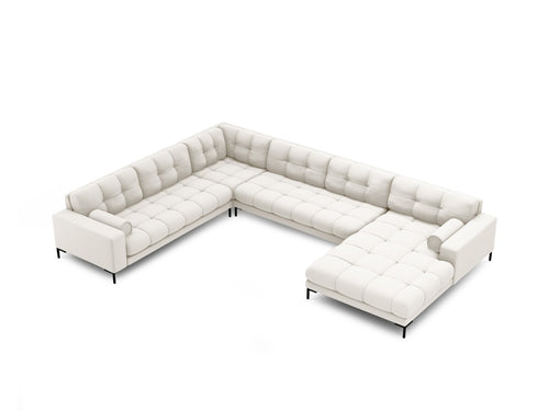 Cosmopolitan Design Panoramische hoekbank links Bali 7-zits, structurele stof, lichtbeige - 256x327x75cm