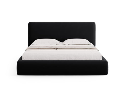 Cosmopolitan Design Opbergbed met hoofdeinde Colonel 160x200cm, flueel, zwart - 220x180x100cm