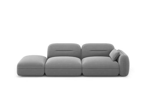 Cosmopolitan Design linker modulaire bank Sydney 3-zits, flueel, lichtgrijs - 90x295x70cm