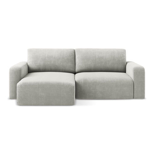 LaMiaSofa hoekbank links Ostia - chenille stof - lichtgrijs - 244x149x79