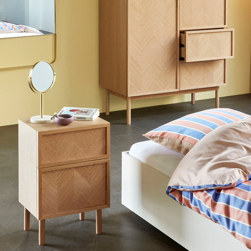 Hübsch nachtkastje Herringbone - mdf/eikenfineer/eikenhout - 40x30xh60cm - vtwonen shop