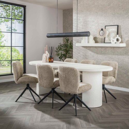 Giga Meubel Eettafel Arch Stone - Wit Composiet - 215x90x77cm