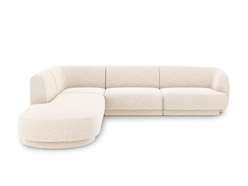 Micadoni linker hoekbank Miley 6-zits, structurele stof ivoor - 248x255x70cm