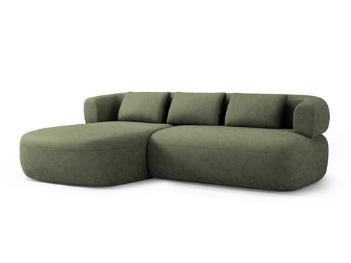 Micadoni linker hoekbank Jenny 5-zits, chenille groente - 145x225x73cm