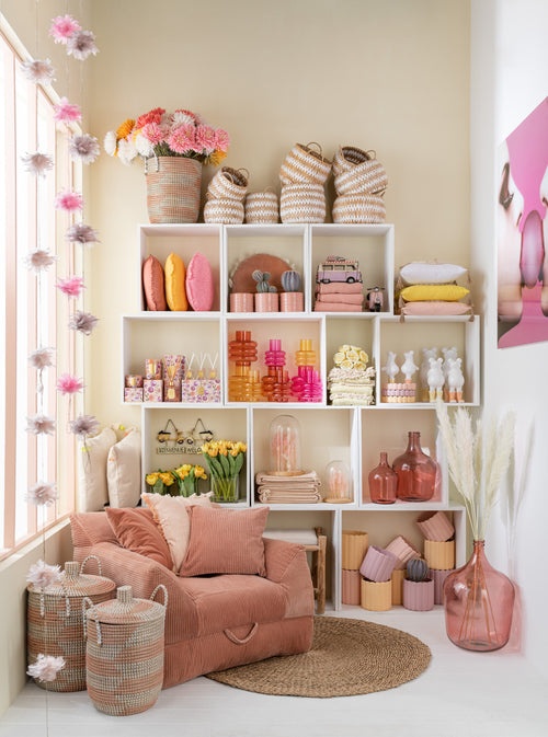 J-Line vaas Fles Terra - glas - roze - large - 55 cm hoog