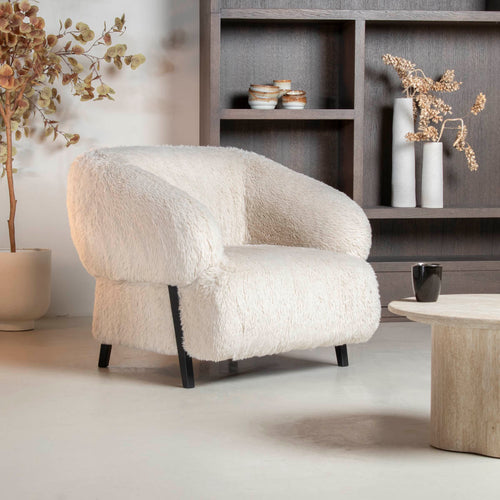 DÉJA Living Fauteuil Espe Fluffy - Taupe Stof - 91x86x77cm - vtwonen shop