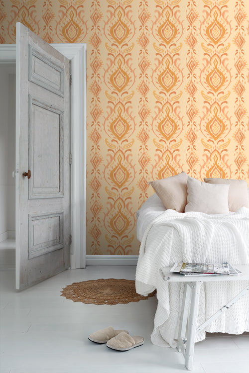 ESTAhome behang ornamenten geel en oranje - 50 x 900 cm - 131694