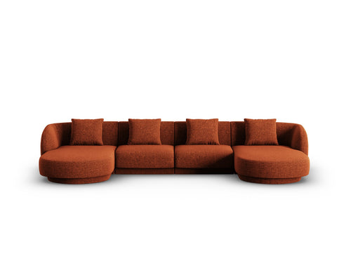 Cosmopolitan Design Panoramische bank Tulum 5-zits, chenille, terracotta - 156x330x70cm