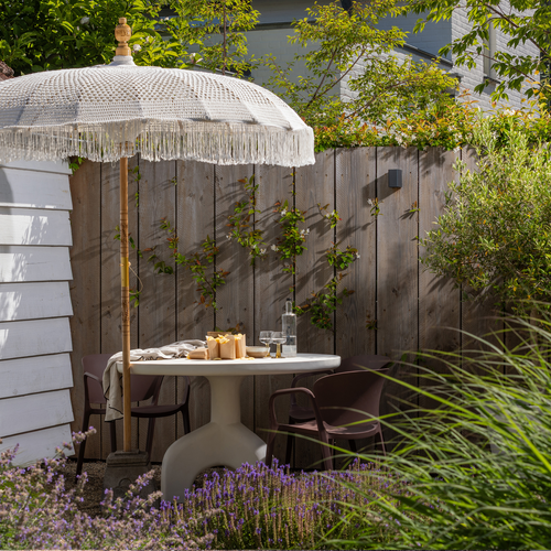 WOOOD eettafel tuin rond Luno - Polymeer - Naturel - 76x120x120