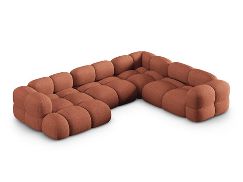 Cosmopolitan Design Panoramische hoekbank rechts Loretto 5-zits, structurele stof koraal - 250x345x68cm