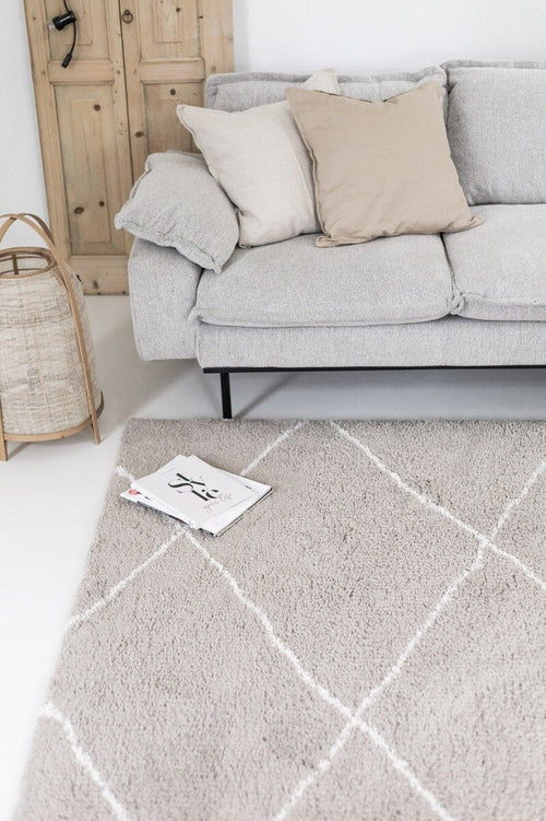 Interieur05 berber vloerkleed hoogpolig grijs/beige/zand/cream - scandinavisch - nea - 135 x 190 cm