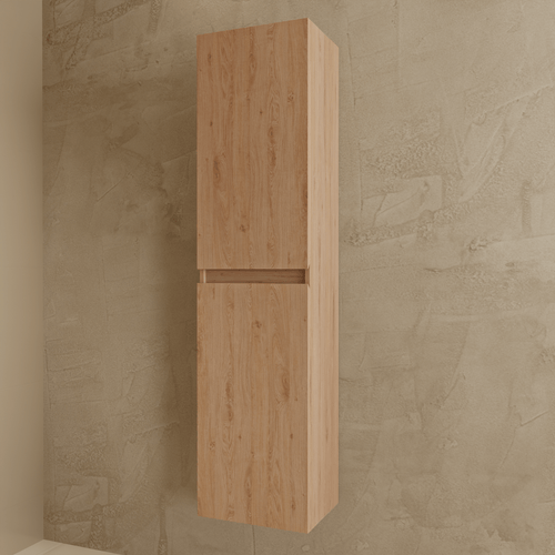 LOMAZOO badmeubelset Verona - met hoge kast & witte wastafel - licht eiken - 60 cm