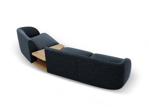 Micadoni Rechte modulaire bank Miley 3-zits, chenille, koningsblauw - 126x303x70cm