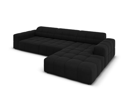 Cosmopolitan Design rechter hoekbank Chicago 4-zits, flueel zwart - 167x294x78cm
