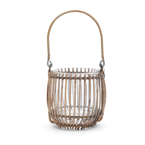 Rivièra Maison RR Vertical Weave Votive - Glas, Rattan - Naturel - vtwonen shop