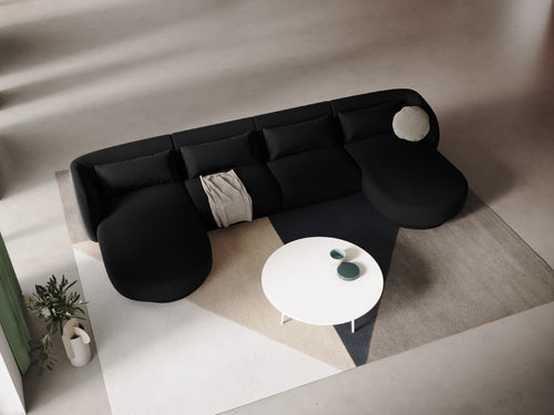 Cosmopolitan Design Panoramische bank Tulum 5-zits, flueel, zwart - 156x330x70cm