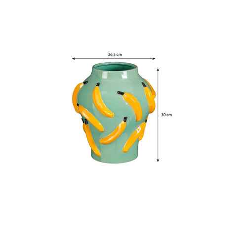 Mica Decorations Moza Vaas - H30 x Ø27 cm - Keramiek - Groen, Geel