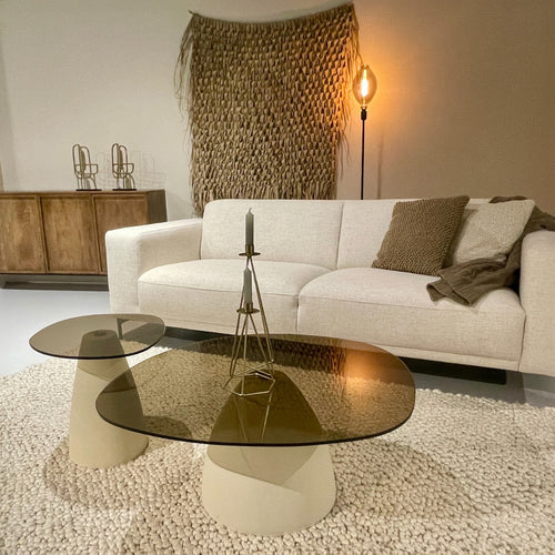 Brix salontafel Mylon beige - glas - 86 cm