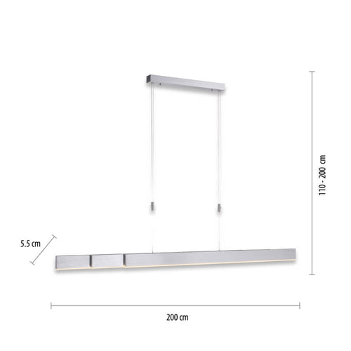 Neuhaus PURE hanglamp e-Slide - 3 lichts - 200  x 200   cm - mat chroom - vtwonen shop