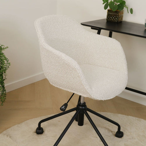 Nolon Nout-Mare Bureaustoel Bouclé Beige - Armleuning - Zwart