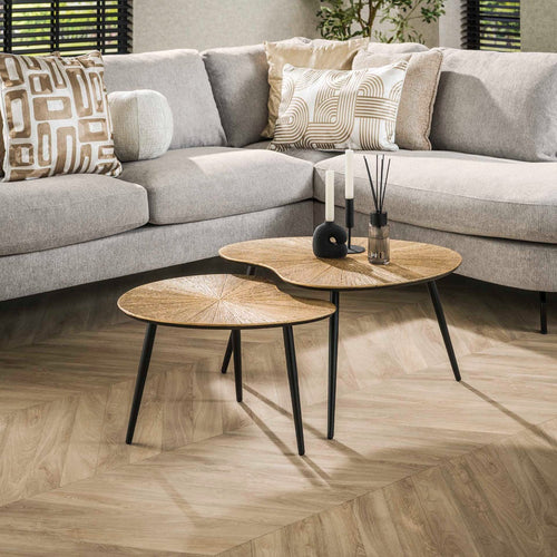 Giga Meubel Salontafel Ray Metal - Niervormig - Brons Metaal - Set van 2