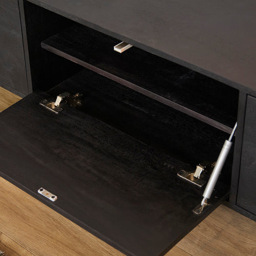 StarFurn Zwevend Tv-meubel Vision - Zwart Hout - 120x35x30cm